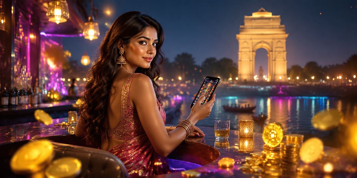 User browsing casino app interface in India Gate, Delhi