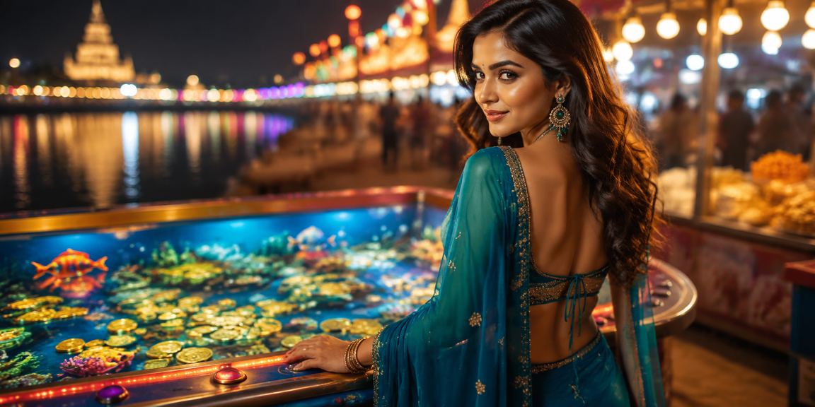 Indian player using mobile to interact with live casino fishing game