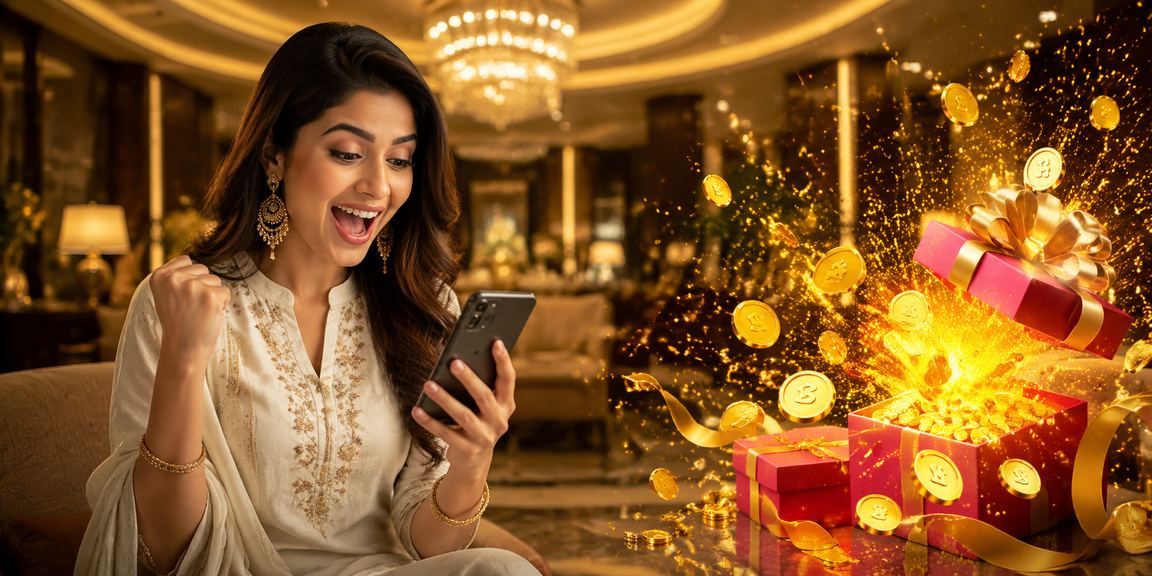 Young Indian woman enjoying live casino games on mobile